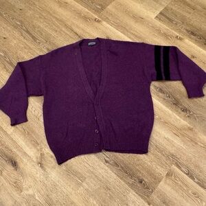 LANDS END 100% WOOL MENS CARDIGAN BUTTON DOWN